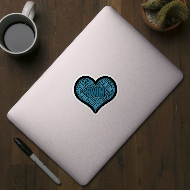 Swim Word Cloud - Heart Shaped Swimming Typography by Otaku Vibes